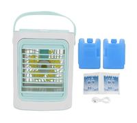 DANAIXZ Ventilador de aire acondicionado portátil Mini enfriador evaporativo 3 velocidades ajustable Luz LED de 7 colores Enfriador de aire personal USB con bolsas de hielo para of