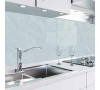 danario Panel Protector de Pared Cocina - Vinilo Adhesivo Antisalpicaduras - Fácil de Instalar y Limpiar - 0,8 mm - Óptica de Vidrio - Mármol Azul - 60cm x 340cm