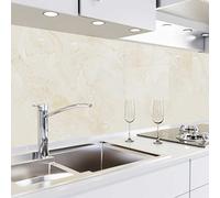 danario Panel Protector de Pared Cocina - Vinilo Adhesivo Antisalpicaduras - Fácil de Instalar y Limpiar - 0,8 mm - Óptica de Vidrio - Mármol Beige - 60cm x 80cm