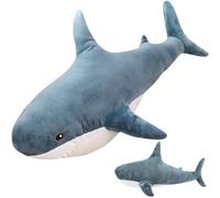 Danbghyuo Almohada Gigante de Peluche de Tiburón, 45cm Peluche Suave Juguete de Ballena Azul Almohada, Cómoda Almohada para Dormir, Cojín de Espalda, Regalo para (Tiburón Azul)
