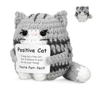 Danbghyuo Gato Mini Amigurumi, Gato Positivo de Ganchillo, Animal de Apoyo Emocional de Ganchillo, Regalos Positivos, Regalo de Cumpleaños único para los Amantes de Los Gatos