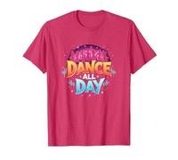 Dance All Day: póster de Fiesta Vibrante para Amantes de la música Camiseta, Hombre, Rojo Jaspeado, S