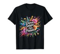 Dance In A Square Make A Circle of Friends |- Camiseta gráfica económica, Hombre, Negro, XL