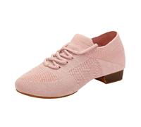 Dance Shoes for Women Closed Toe Low Heels Latin Practice Trainers Ballroom Dancing Shoes Performence Split Sole Lace-up Irish Salsa Jazz Pumps Training Dance Shoe Ladies Footwear