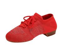 Dance Shoes for Women Closed Toe Low Heels Latin Practice Trainers Ballroom Dancing Shoes Performence Split Sole Lace-up Irish Salsa Jazz Pumps Training Dance Shoe Ladies Footwear
