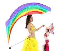 Dance Silk Veil Poi - Coloridos velos de bufanda, banderas de colores graduales con pelota, vientre, elegante para las artes de flujo, agregando un toque de sofisticación a tu baile. La tela asegura u