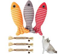 dancepandas 6 Pcs Juguete Hierba Gatera, 3 Juguetes Pez para Gatos&3 Palitos de Catnip para Gato,Juguete Gato Interactivo,Palitos de Matatabi para Jugar Masticar Limpieza de Dientes