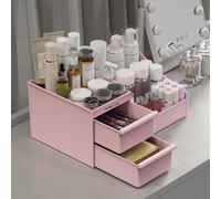 DancesCat Organizador de Maquillaje con Cajones, Organizador Cosmeticos, Organizador cremas, Almacenaje Maquillaje para Tocador Baño, Pintalabios,Organizador Perfumes,Skincare Organizer (Rosa)