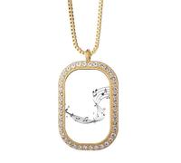 Dancg 5-le Staff - Collar con colgante de cristal dorado con diamantes de imitación, color azul