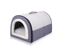 Danchen Casa Cama para Perros, Casa Iglú Grande 2 en 1 para Mascotas con Cojín Calmante Extraíble, Cama Suave y Cálida Impermeable Antideslizante Plegable Anti-Ansiedad para Perros Cachorros Gatos