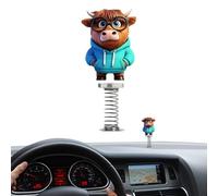 Dancing Highland Cow Figures - 2D Bobble Calf | Cute 2D Acrylic Cartoon Shake Head Doll | Funny Dancing Cow Ornament for Car Dashboard, Office Desk, Home Decor, and Party Favors | Collectible Calf