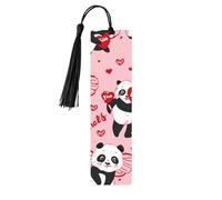 Dancing Panda - Marcapáginas de madera con impresión de doble cara, 5 piezas, regalos para mujeres para amantes de los libros, accesorios geniales para cuadernos, regalos de cumpleaños para hombres