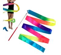 Dancing Ribbons - Gradient Color Gymnastics Streamers, Nylon Twirling Rhythmic Baton, Fiberglass Wand Toy | Artistic Talent Development, Preschooler Summer Camp School Playroom Stage Performance Prop