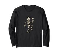 Dancing Skeleton Cocktail Retro Halloween Humor Manga Larga
