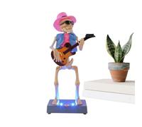 Dancing Skeleton - Electric Light Up Halloween Figure, Animated Glowing Skull Decoration for Desk Bookshelf Home Office Party Gatherings and Seasonal Displays | Halloween Decor for Kids Teens Adults