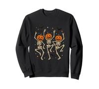 Dancing Skeletons Pumpkin Head Halloween Retro Distressed Sudadera