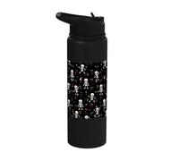 Dancing Skeletons with Wildflowers Spooky Halloween Pattern Stainless Steel Insulated Water Bottle