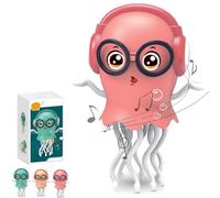 Dancing Squid Toy, Magic Dancing Octopus Toy, Smart Tentacle Explorer, with Led Light and Music, Crawling Dancing Automatic Obstacle Sensor (Pink)