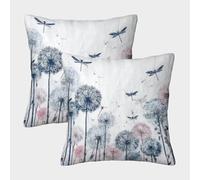 DandeLeón Art Fundas De Almohada Decoración del Hogar Estilo de boceto botánico con Cremallera Invisible 50x50cm 2 Paquetes
