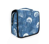 Dandelion Glory Blue - Bolsas de maquillaje con gancho para colgar, capacidad de cremallera, bolsa de cosméticos de viaje, vertical, independiente