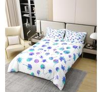 Dandelion - Juego de ropa de cama para niños, funda de edredón tamaño Super King, 100 % algodón, decoración rústica de plantas botánicas, juego de funda de edredón retro floral natural, funda de