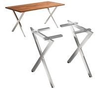 DanDiBo 2 patas de mesa de acero inoxidable, 72 x 68 cm, altura regulable, patas para muebles, patas de mesa de comedor