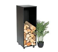 DanDiBo 96359 - Estantería para leña de chimenea (metal, 85 cm, con ruedas), color negro