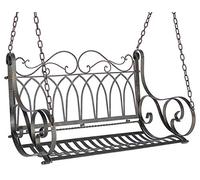 DanDiBo Banco colgante de metal marrón resistente a la intemperie, columpio con cadenas, 18688, 2 plazas, banco de jardín