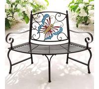 DanDiBo Banco de jardín semicircular resistente a la intemperie, metal marrón 96594