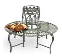 DanDiBo Banco redondo de metal resistente a la intemperie verde 96590 Banco redondo diámetro 120 cm Mueble banco jardín antiguo