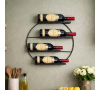 DanDiBo Botellero de pared de metal negro Andante redondo para botellas de vino, soporte para botellas de vino, soporte de pared para 4 botellas de vino