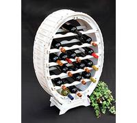DanDiBo Estante de Vino Barril de Vino de Madera Blanco para 24 Botellas Vintage Shabby Chic casa de Campo Bar Soporte de Botella de pie Soporte de Vino