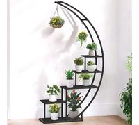 DanDiBo Estantería para flores de interior de 170 cm de alto, metal negro, semicircular, 96585, escalera, grande, redondo, soporte para plantas, diseño moderno