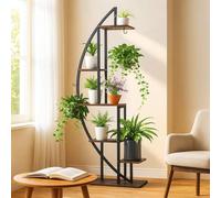 DanDiBo Estantería para plantas de interior de 160 cm de alto, metal negro, semicircular, 96645, escalera, grande, redondo, soporte para plantas, diseño moderno
