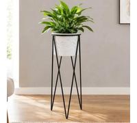 DanDiBo Soporte para flores con maceta, metal negro y blanco, redondo, 96043 L, 75 cm, taburete para plantas, mesa auxiliar, columna de flores, moderno