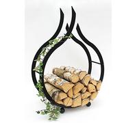 DanDiBo Soporte para leña, para interior, de color negro, en forma de llama, 78 cm