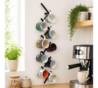 DanDiBo Soporte para tazas de pared de metal con 10 ganchos, 96280, color negro, 80 cm, soporte para tazas, soporte para tazas, montaje en pared