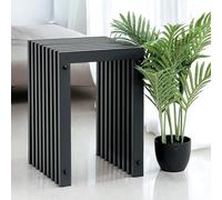DanDiBo Taburete de láminas de metal negro, rectangular, base de 45 cm, macizo, moderno, mesa auxiliar, lamas (altura 45 cm/M)