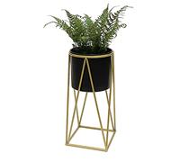 DanDiBo Taburete para flores con maceta, de metal, dorado y negro, S, 47 cm, 96046, moderno soporte para plantas