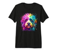 Dandie Dinmont Terrier Colorido Perro Retrato Camiseta Premium