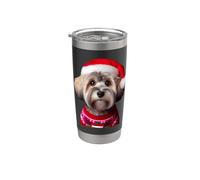 Dandie Dinmont Terrier - Perro con sombrero de Papá Noel Vaso térmico de acero inoxidable de doble pared