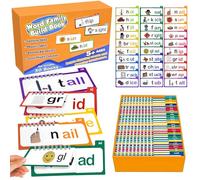 Dandin 30 libros de lectura y rima, tarjetas flash de familias de palabras, tarjetas flash de vocabulario ABC, juegos de lectura educativos, tarjeta flash fonética de palabras a la vista, kit de libro