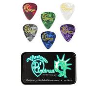 D'Andrea Diseñador Delgado Paquete de 12 selecciones de la guitarra Negro