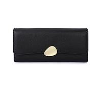DANETI Monedero para mujer, billetera clásica de Litchi de tres pliegues, bolsos largos de mujer, Black