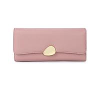 DANETI Monedero para mujer, billetera clásica de Litchi de tres pliegues, bolsos largos de mujer, Pink