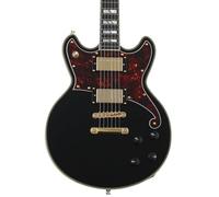 D'Angelico Deluxe Brighton Solid Black Electric Guitar with Case