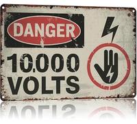 Danger 10000 Volts High Voltage Warning Old School Tin Sign for Bathroom Bedroom Kitchen Outdoor 8 X 12 in