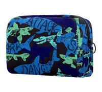 Danger Monster Sharks - Bolsa de cosméticos para mujer, neceser de viaje, bolsa organizadora de maquillaje grande con cremallera, multicolor, 18.5x7.5x13cm/7.3x3x5.1in, Neceser