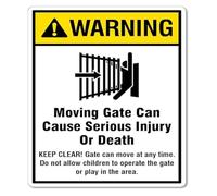 Danger Moving Gate Keep Clear Metal Sign 12x8 Inch