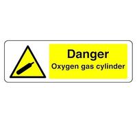Danger Oxygen Gas Cylinder - Señal de seguridad - Aluminio Dibond de 3 mm para uso en interiores y exteriores (600 mm x 300 mm) 7 m de distancia de visión.